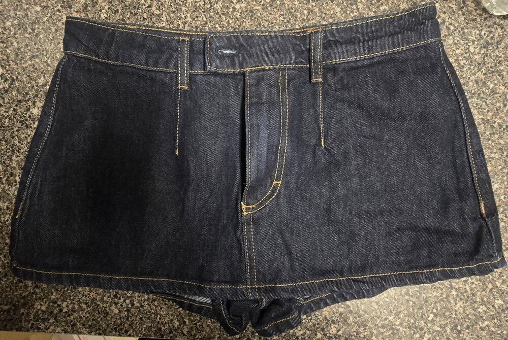 Emmy Denim Mini Skort New Size 27 Missing Inner Button